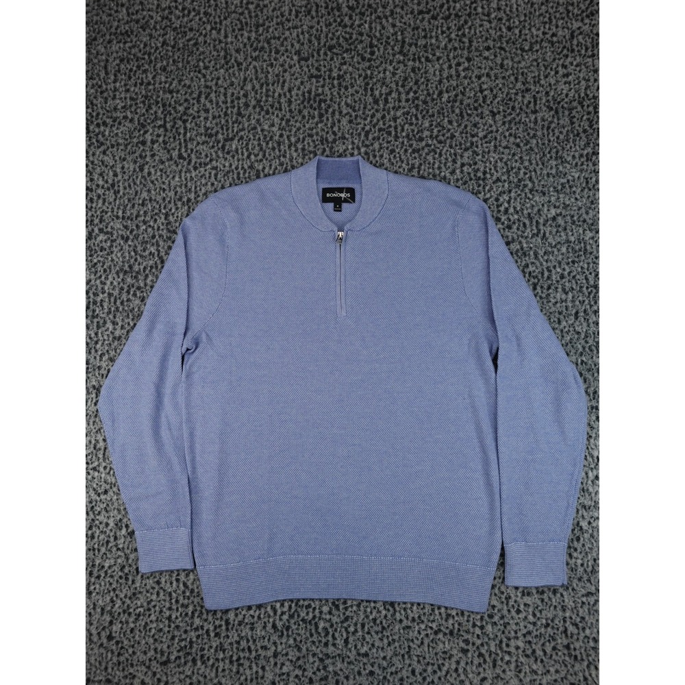 Bonobos Quarter‎ Zip Pullover Mens Size M Blue Excellent Textured Knit Sweater